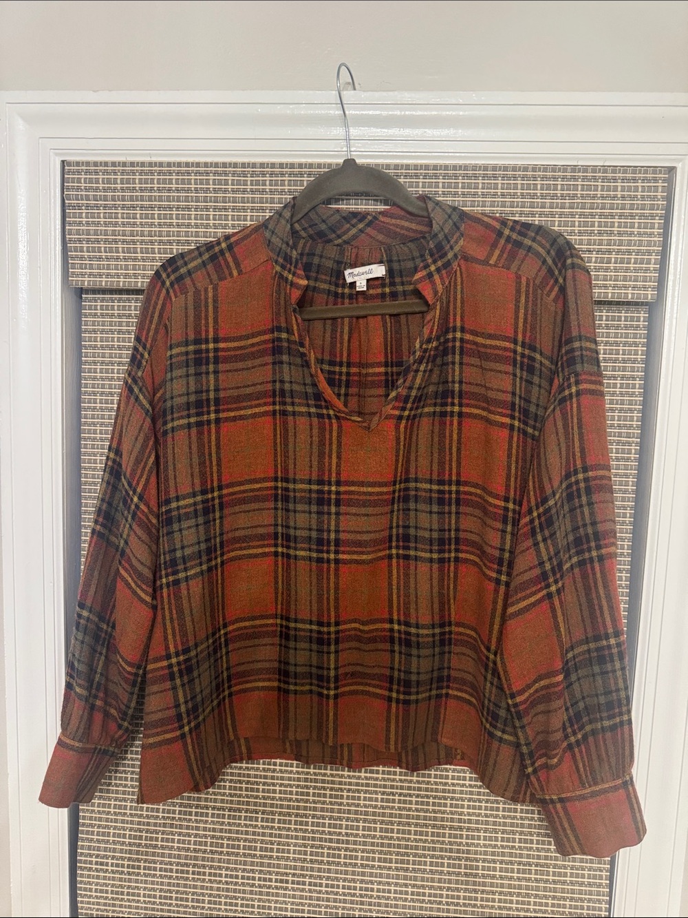 Madewell Plaid Wool Blend Blouse Size Small